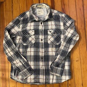 2010 American Eagle Outfitters Navy and White Plaid Shirt